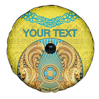 Personalized Kazakhstan Emblem Spare Tire Cover Kazakh Pattern