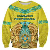 Personalized Kazakhstan Emblem Sweatshirt Kazakh Pattern