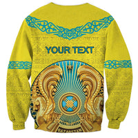 Personalized Kazakhstan Emblem Sweatshirt Kazakh Pattern