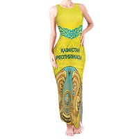 Personalized Kazakhstan Emblem Tank Maxi Dress Kazakh Pattern
