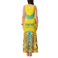 Personalized Kazakhstan Emblem Tank Maxi Dress Kazakh Pattern