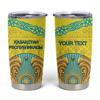 Personalized Kazakhstan Emblem Tumbler Cup Kazakh Pattern