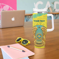 Personalized Kazakhstan Emblem Tumbler With Handle Kazakh Pattern