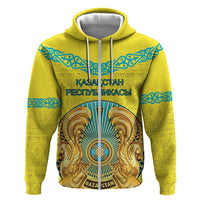 Personalized Kazakhstan Emblem Zip Hoodie Kazakh Pattern
