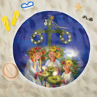 Swedish Glad Midsommar Beach Blanket Hade du en bra Midsommar