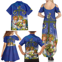 Swedish Glad Midsommar Family Matching Summer Maxi Dress and Hawaiian Shirt Hade du en bra Midsommar