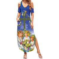 Swedish Glad Midsommar Family Matching Summer Maxi Dress and Hawaiian Shirt Hade du en bra Midsommar