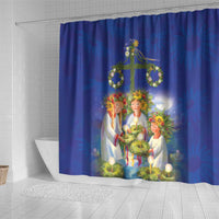 Swedish Glad Midsommar Shower Curtain Hade du en bra Midsommar
