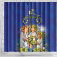 Swedish Glad Midsommar Shower Curtain Hade du en bra Midsommar