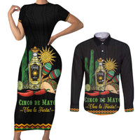 Mexico Cinco de Mayo Couples Matching Short Sleeve Bodycon Dress and Long Sleeve Button Shirt Viva la Fiesta!