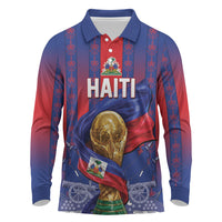 Custom Haiti Football 2026 Long Sleeve Polo Shirt Les Grenadiers Voodoo Veve Pride