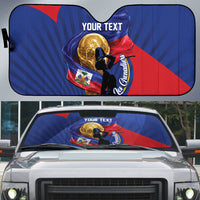 Personalized Haiti Football Champions Auto Sun Shade National Pride Gold Trophy