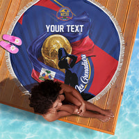 Personalized Haiti Football Champions Beach Blanket National Pride Gold Trophy