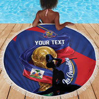 Personalized Haiti Football Champions Beach Blanket National Pride Gold Trophy