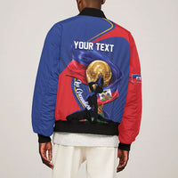 Personalized Haiti Football Champions Bomber Jacket National Pride Gold Trophy