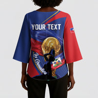 Personalized Haiti Football Champions Kimono Sleeve Blouse National Pride Gold Trophy