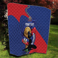 Personalized Haiti Football Champions Quilt National Pride Gold Trophy