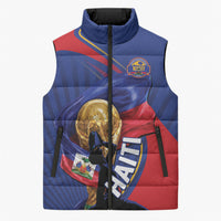 Personalized Haiti Football Champions Sleeveless Puffer Jacket National Pride Gold Trophy