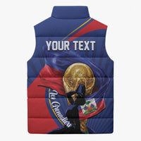 Personalized Haiti Football Champions Sleeveless Puffer Jacket National Pride Gold Trophy