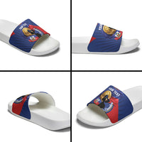 Personalized Haiti Football Champions Slide Sandals National Pride Gold Trophy