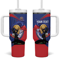 Personalized Haiti Football Champions Tumbler With Handle National Pride Gold Trophy