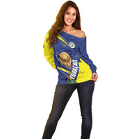 Personalized Curacao Football 2026 Off Shoulder Sweater Rise of Caribbean Pride