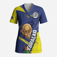 Personalized Curacao Football 2026 Scrub Top Rise of Caribbean Pride
