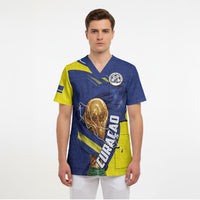 Personalized Curacao Football 2026 Scrub Top Rise of Caribbean Pride