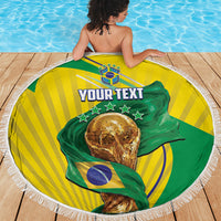 Personalized Brazil Football 2026 Beach Blanket Born for Glory Let Champions Rise