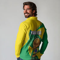 Personalized Brazil Football 2026 Long Sleeve Polo Shirt Born for Glory Let Champions Rise