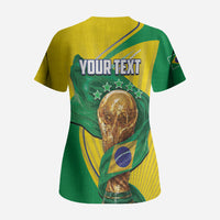 Personalized Brazil Football 2026 Scrub Top Born for Glory Let Champions Rise