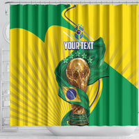 Personalized Brazil Football 2026 Shower Curtain Born for Glory Let Champions Rise