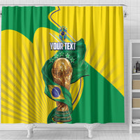 Personalized Brazil Football 2026 Shower Curtain Born for Glory Let Champions Rise