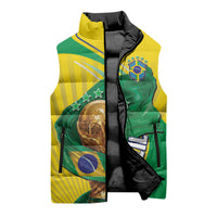 Personalized Brazil Football 2026 Sleeveless Puffer Jacket Born for Glory Let Champions Rise