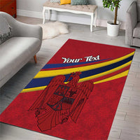 Personalized National Flag Of Romania Day Area Rug Coat of arms