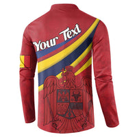 Personalized National Flag Of Romania Day Button Sweatshirt Coat of arms