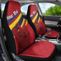 Personalized National Flag Of Romania Day Car Seat Cover Coat of arms