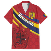 Personalized National Flag Of Romania Day Family Matching Off Shoulder Short Dress and Hawaiian Shirt Coat of arms