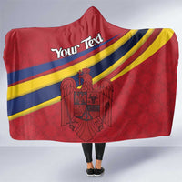 Personalized National Flag Of Romania Day Hooded Blanket Coat of arms