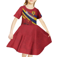 Personalized National Flag Of Romania Day Kid Short Sleeve Dress Coat of arms