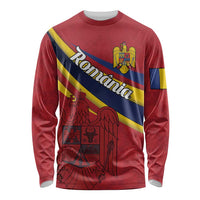 Personalized National Flag Of Romania Day Long Sleeve Shirt Coat of arms