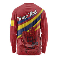 Personalized National Flag Of Romania Day Long Sleeve Shirt Coat of arms