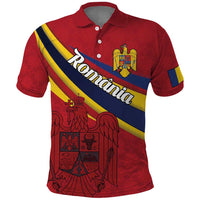 Personalized National Flag Of Romania Day Polo Shirt Coat of arms
