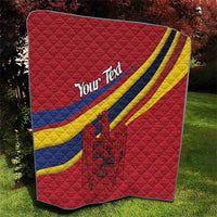 Personalized National Flag Of Romania Day Quilt Coat of arms