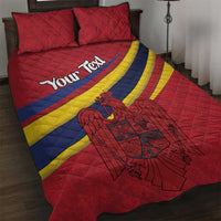 Personalized National Flag Of Romania Day Quilt Bed Set Coat of arms