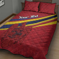 Personalized National Flag Of Romania Day Quilt Bed Set Coat of arms