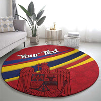 Personalized National Flag Of Romania Day Round Carpet Coat of arms