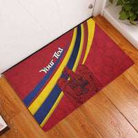 Personalized National Flag Of Romania Day Rubber Doormat Coat of arms