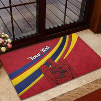Personalized National Flag Of Romania Day Rubber Doormat Coat of arms