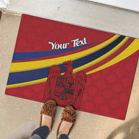 Personalized National Flag Of Romania Day Rubber Doormat Coat of arms